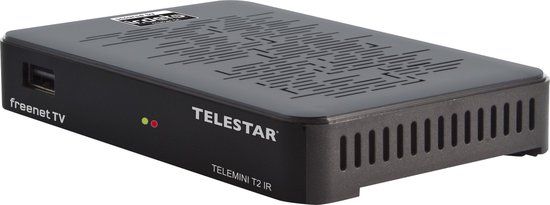 Telestar TELEMINI T2 IR DVB-T2 / DVB-C HD ontvanger met Irdeto decryptie (met Freenet TV 3 maanden H.265/HEVC, epmfangkabel, HDMI, AV-Out, LAN, USB) zwart
