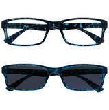Leesbril OPULIZE Leesbril Blauwe Schildpad Lezers Met UV400 Zon Lezer Waarde Tweeling Pak Mannen Vrouwen RS92-3 +2,00