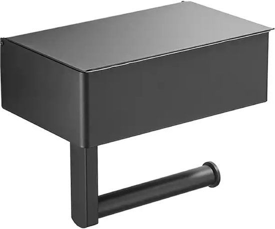 STARMAN WC Rolhouder Zwart - RVS - Met Klep - Zelfklevend of Schroeven