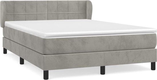 vidaXL Boxspring met matras fluweel lichtgrijs 140x190 cm