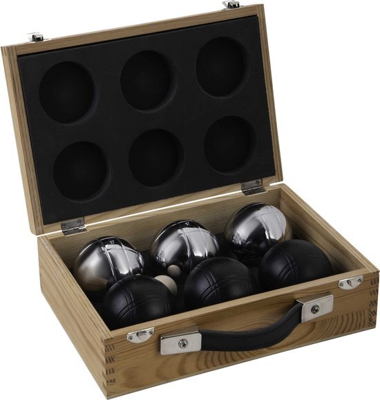 Engelhart Jeu de boules set gepoedercoat in houten doos