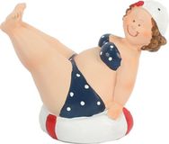 Gerkimex Home decoratie beeldje dikke dame - blauw badpak - 10 cm
