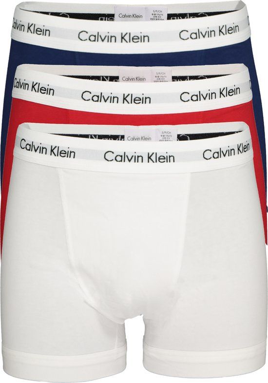 Calvin Klein 3-Pack Boxershorts - Men - White/Blue/Red - Size S