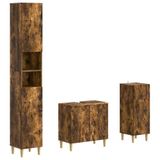 vidaXL - 3-delig - badkamerkast - set - DELFT - Gerookt - eiken - Bewerkt - hout