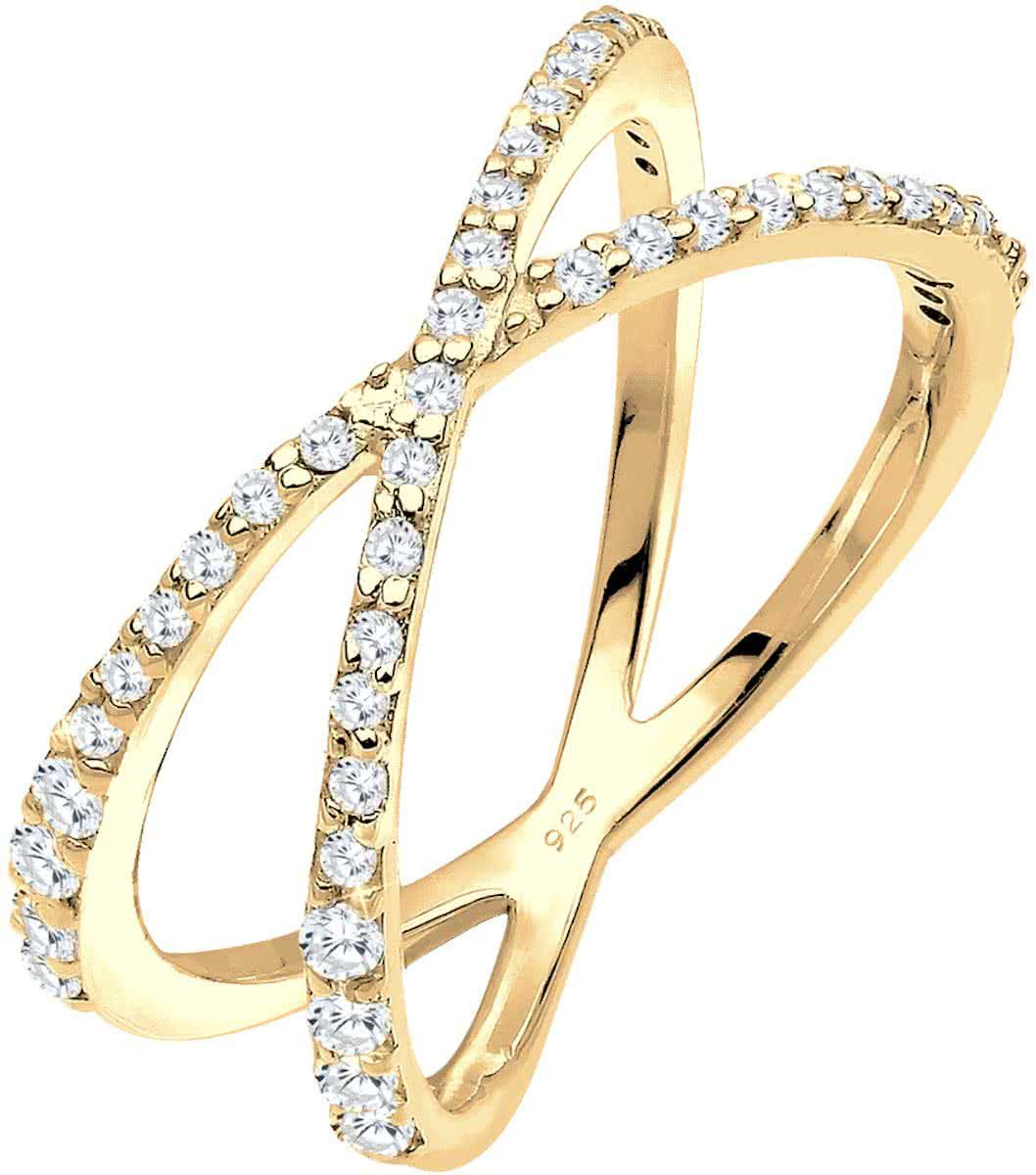 Elli Ring 925 Sterling Zilver verguld Gekruist met zirkonium