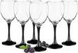 Sendez - Set de 6 verres à vin - Avec pieds noirs - Capacité : 300 ml