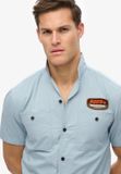 Superdry Mechanic overhemd met korte mouwen Heren Blauw Katoen Regular Fit L