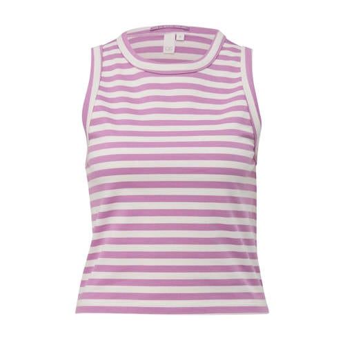 Q/S by s.Oliver gestreepte top lila/wit