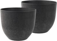 Ter Steege Plantenpot - 2x - zwart - kunststof - D33 x H29 cm - bloempot