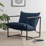Zinus Ada Sling Accentstoel 79 x 68 x 79 cm, stoel met metalen frame en bekleding van gemalen schuim, marineblauw