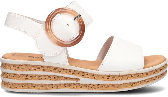 Gabor Dames Sandalen - wit - Maat 39 - Leer - Platte sandalen