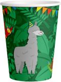 Merkloos Papieren drinkbekers | 8 stuks | Kleur: Groen | Thema: Jungle