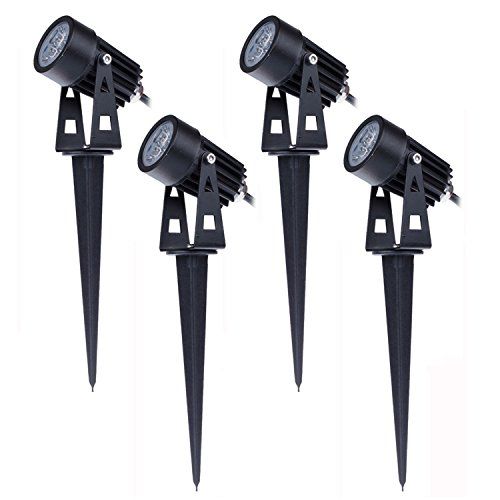 aulyun Set van 4 Spotlight LED-tuinverlichting 3W 220V IP65 Waterdichte Buitenverlichting met grondpin voor patio, tuin, pad