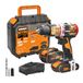 WORX NITRO 18 V (20 V MAX) Accu-klopboormachine WX354.1 PowerShare Pro borstelloze 60 N.m bediening met 2 snelheden 10 mm in gewapend beton, 1 metselboor 8 mm1 accu 2 Ah 1 batterij 4 Ah
