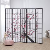 Homestyle4u Kamerscherm - 220x179 cm - Zwart - 5-delig