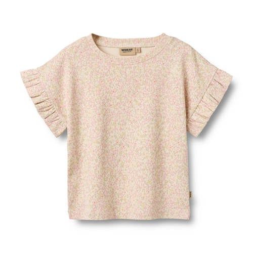 Wheat gebloemde T-shirt lichtroze
