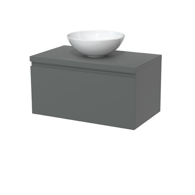 Maxaro Badkamermeubel voor Waskom 80cm Modulo Plato Middengrijs 1 Lade Greeploos