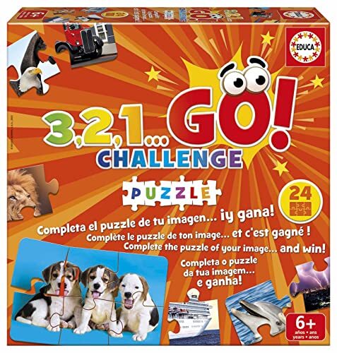Educa - 3,2,1 GO Challenge puzzel | Als je snel en snel bent, zul je nooit de eerste puzzel zijn om de puzzel compleet te maken, bevat 24 puzzels met 6 delen | 2 tot 5 spelers, tot 6 jaar (19390)