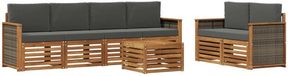 vidaXL - Canapé d'angle - 6 places - Naturel et anthracite
