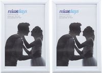 Merkloos Relaxdays fotolijst 10 x 15 cm - set van 2 stuks - passe-partout 9 x 13 cm - staand of hangend - wit