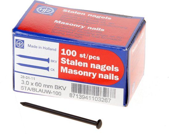 HJZ Stalen nagels blauw bolkop 3.0x60mm 100 stuks