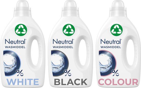Neutral 0% Vloeibaar Wasmiddelpakket - 60 wasbeurten - Wit + Zwart + Kleur - Parfumvrij