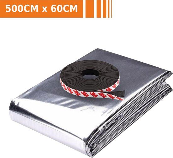 Simple Fix Radiatorfolie - 500cm x 60cm - Radiatorfolie Met Magneettape - Isolatiefolie - Reflecterend - Zilverkleurig - Inclusief 3M Magneettape