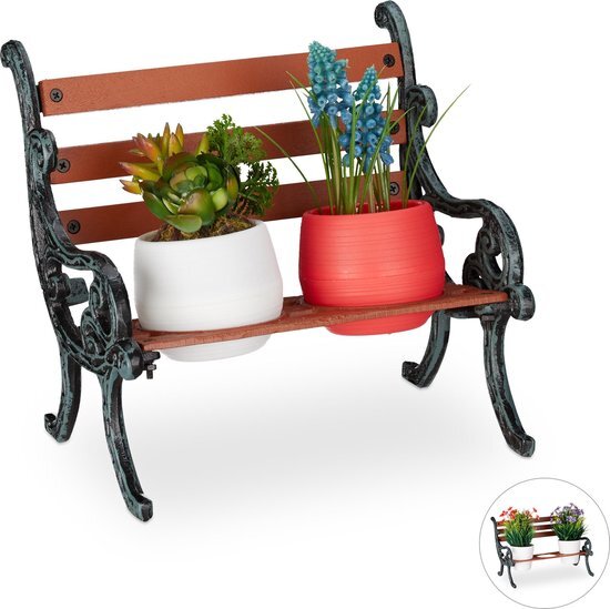 Relaxdays plantenrek - plantentafel - bloempothouder - gietijzer - tuin decoratie S