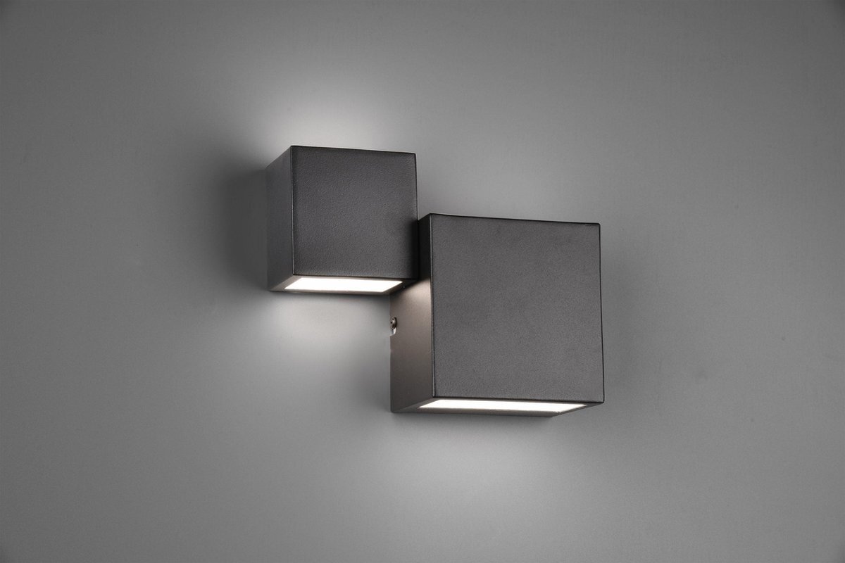 Trio wandlamp Miguel led 500 lumen 20,5 x 16,5 cm staal zwart