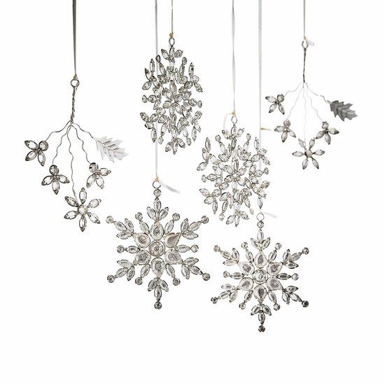 LOBERON Kerstversiering set van 6 Allegan zilverkleurig