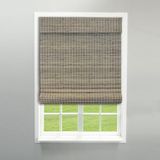 Radiance Draadloze bamboe jaloezieën - Flatstick bamboe Romeinse tinten voor binnenramen - oprolbare geweven tinten met volant - binnen- en buitenmontage Romeinse raamschermen - drijfhout - 31" B x