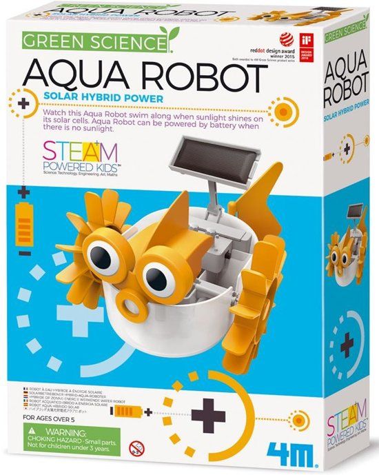 4M Kidzlabs Aqua Robot Geel/wit 28 Cm
