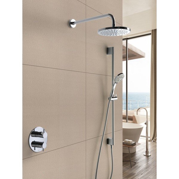 hotbath IBS 2RA complete thermostatische douche inbouwset Laddy R met 2 weg stop omstel IBS2RA chroom 3 standen wandarm 20cm glijstang IBS2RACR-3s-W-20cm-M305