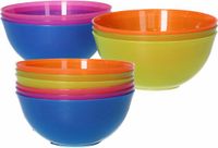 Merkloos / Sans marque Koopman International Gekleurde schaaltjes / kommetjes - 12x - kunststof - 13 cm