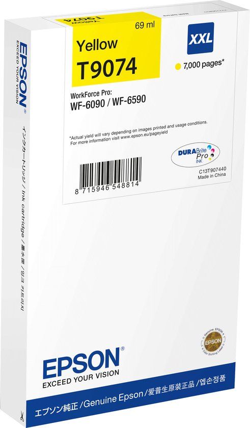 Epson C13T90744N Originele Inkt Cartridge Geel XL