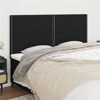 vidaXL 4x Têtes de Lit Meubles de Chambre à Coucher Accessoires de Lit Simple Têtes de Cadre de Lit Intérieur Noir 80x5x78/88 cm Tissu