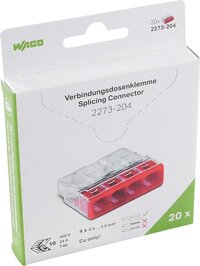 WAGO® Mini lasklem 4-voudig 4x0.5-2.5mm² - 2273-204 - 20 stuks in blister