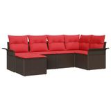 vidaXL Tuinbank - Set - 4 zitplekken - Bruin - Polyrattan