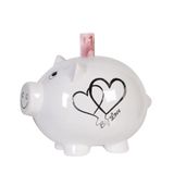 Casablanca Spaarvarken Big Love - keramiek - met slot en sleutel - afsluitbaar - hoogte 20 cm
