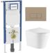 Geberit QeramiQ Dely Toiletset - 36.3x51.7cm - diepspoel - rimless - Geberit UP720 inbouwreservoir - softclose toiletzitting - bedieningsplaat taupe - rechthoekige knoppen - glans wit