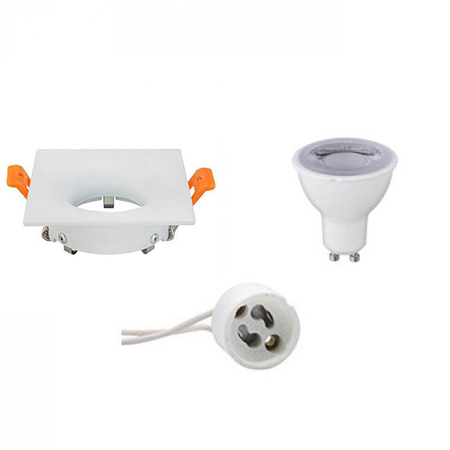 BES LED LED Spot Set - GU10 Fitting - Dimbaar - Inbouw Vierkant - Mat Wit - 6W - Helder/Koud Wit 6400K - 85mm