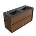 Saniclass Holz Frame Badkamermeubelset - 120x45x62cm - Vygo keramische wastafel zwart - 2 wasbakken - zonder kraangaten - 2 lades - mat walnut pure (hout) SW1578610/SW773933