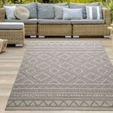Tapis intérieur et extérieur avec aspect sisal, à carreaux, beige et marron, dimensions : 240 x 340 cm