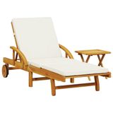 VidaXL Lit de jardin avec coussin et table acacia massif