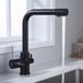Sans marque Robinet de cuisine 3 voies - Eau potable - Pivotant à 360° - Robinet mélangeur avec 2 poignées - Laiton Noir