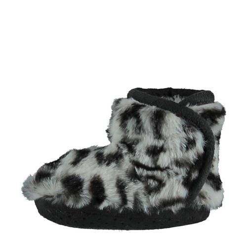 Apollo slippers with faux fur beige/black