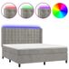 vidaXL Boxspringbed met matras en LED-verlichting, lichtgrijs, 160x200 cm, fluweel