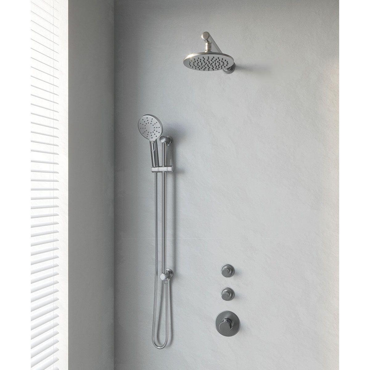 Brauer Regendoucheset Inbouw Muur 20cm Rond Geborsteld Nikkel PVD 3 Greeps Thermostaatkraan Glijstang en Handdouche