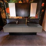 Mondiaz ERIN 200cm badmeubelset onderkast Smoke 2 lades Wastafel RIDGE Dark grey