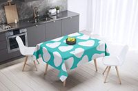 Bonamaison Tafelkleed, Anti-Mold, Sneldrogend, Waterdicht, 100% Polyester Tafellaken, Turkoois, wit, 140 x 140 Cm